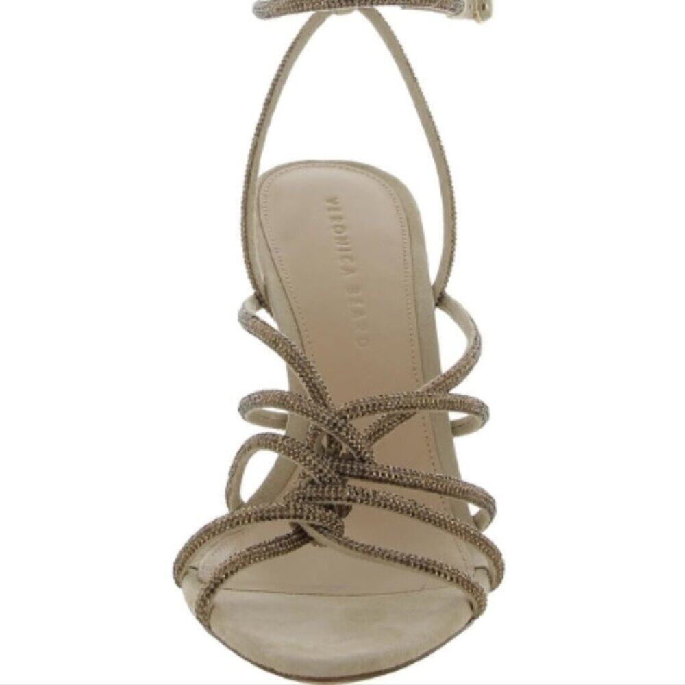 Veronica Beard Strappy Heels Sand Topaz Suede - Picture 3 of 4